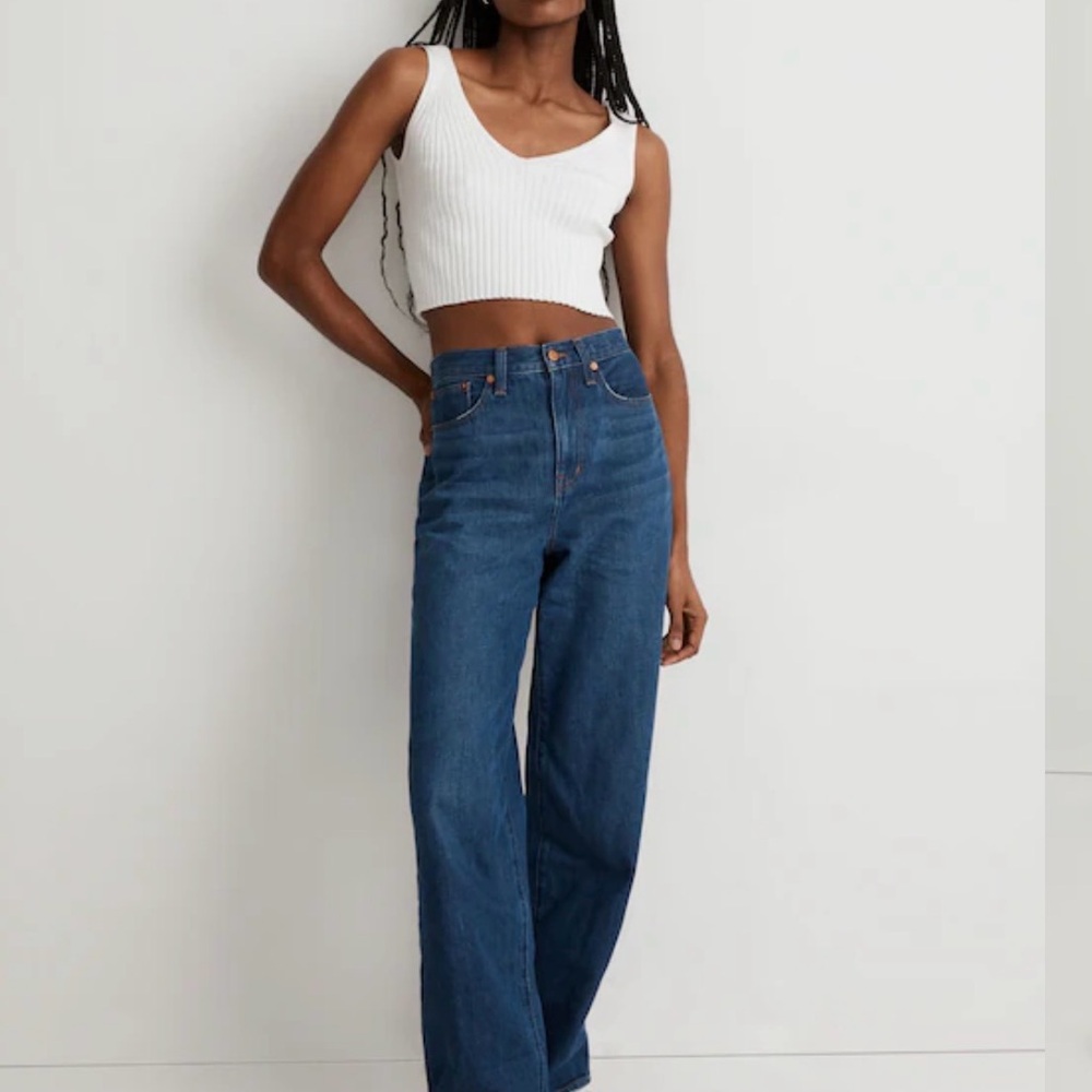 Madewell Dark Blue High-Rise Wide-Leg Jeans